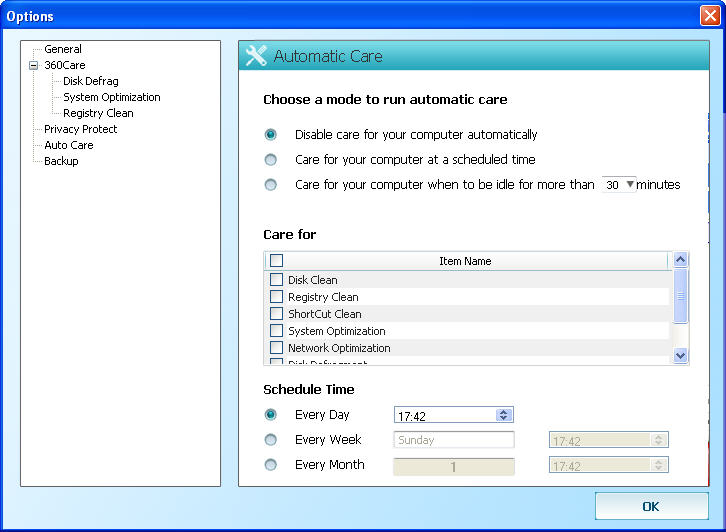 automatic care settings